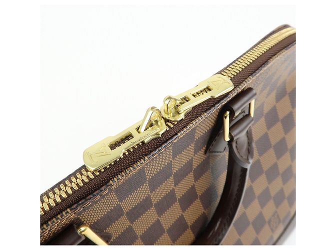 Borsa a mano Louis Vuitton Damier Canvas Leather Alma PM Brown N51131 - vista 17