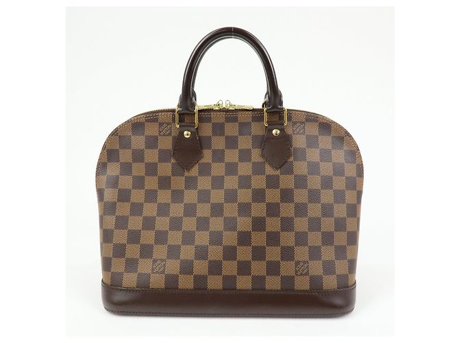 Borsa a mano Louis Vuitton Damier Canvas Leather Alma PM Brown N51131 - vista 2