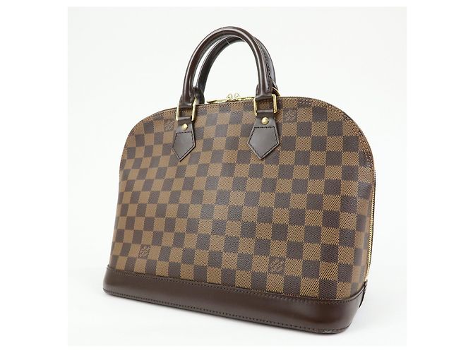 Borsa a mano Louis Vuitton Damier Canvas Leather Alma PM Brown N51131 - vista 3