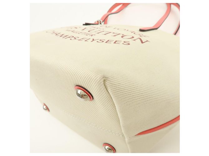 Borsa a mano Louis Vuitton Canvas Leather Cabas PM Corail M94505 - vista 13