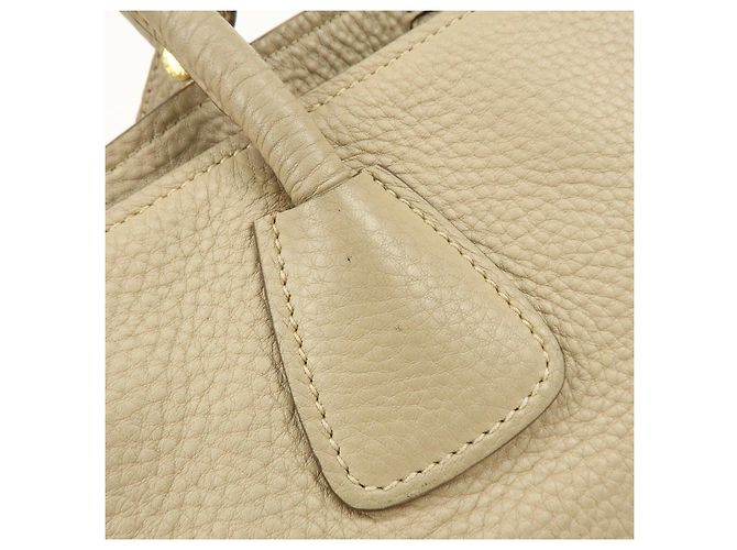 PRADA Borsa a mano e a tracolla 2Way in pelle con logo Triangle Beige BN2795 - vista 11