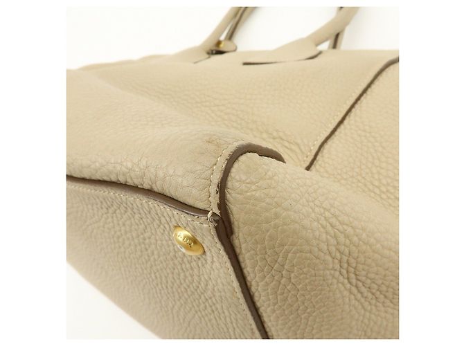 PRADA Borsa a mano e a tracolla 2Way in pelle con logo Triangle Beige BN2795 - vista 12
