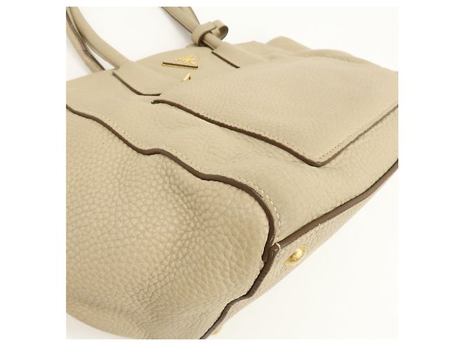 PRADA Borsa a mano e a tracolla 2Way in pelle con logo Triangle Beige BN2795 - vista 14