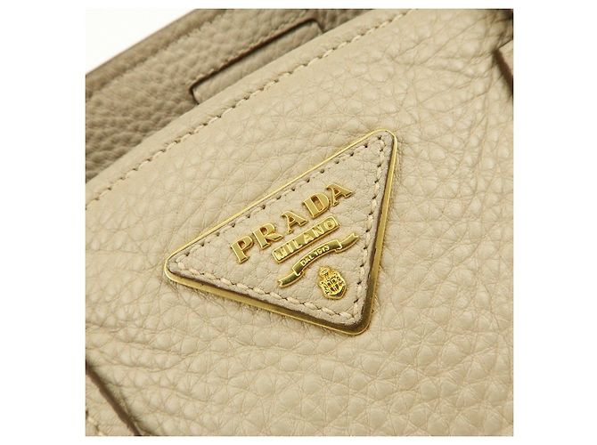 PRADA Borsa a mano e a tracolla 2Way in pelle con logo Triangle Beige BN2795 - vista 16