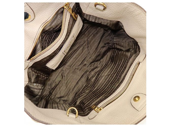 PRADA Borsa a mano e a tracolla 2Way in pelle con logo Triangle Beige BN2795 - vista 20