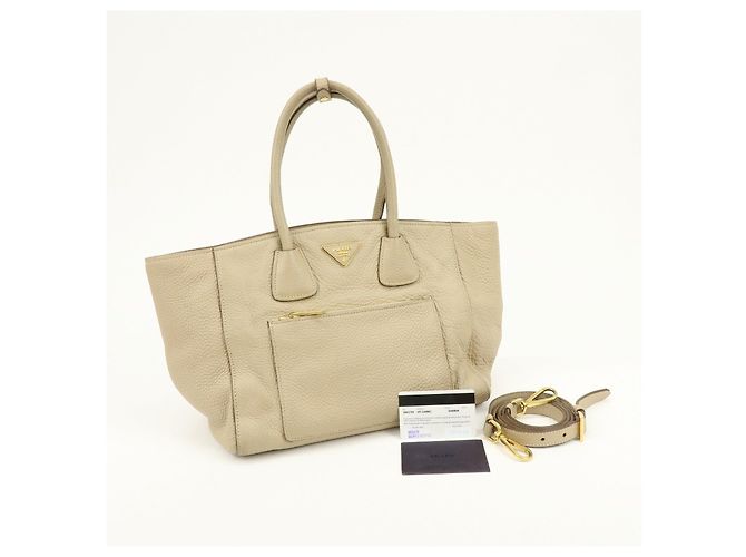 PRADA Borsa a mano e a tracolla 2Way in pelle con logo Triangle Beige BN2795 - vista 24