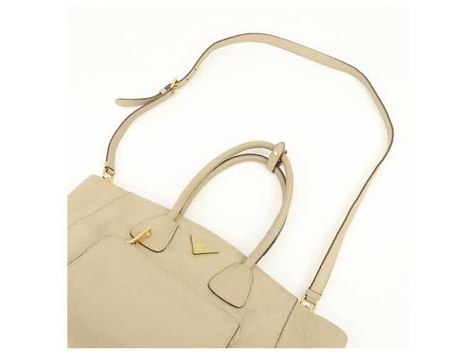PRADA Borsa a mano e a tracolla 2Way in pelle con logo Triangle Beige BN2795 - vista 6