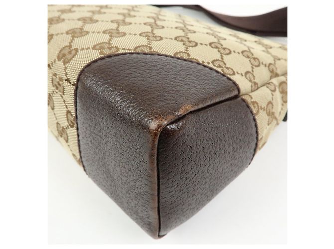 Borsa a tracolla GUCCI GG Canvas Leather Beige Brown 114273 - vista 13