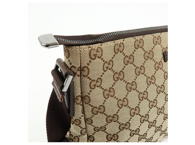 Borsa a tracolla GUCCI GG Canvas Leather Beige Brown 114273 - vista 14