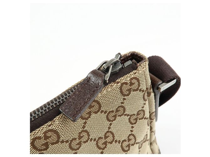 Borsa a tracolla GUCCI GG Canvas Leather Beige Brown 114273 - vista 17