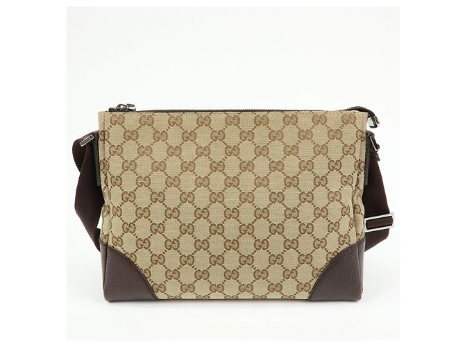 Borsa a tracolla GUCCI GG Canvas Leather Beige Brown 114273 - vista 2
