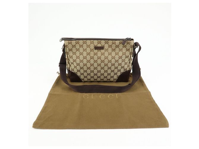 Borsa a tracolla GUCCI GG Canvas Leather Beige Brown 114273 - vista 24