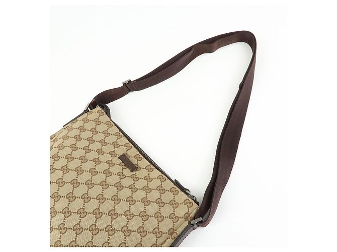 Borsa a tracolla GUCCI GG Canvas Leather Beige Brown 114273 - vista 6