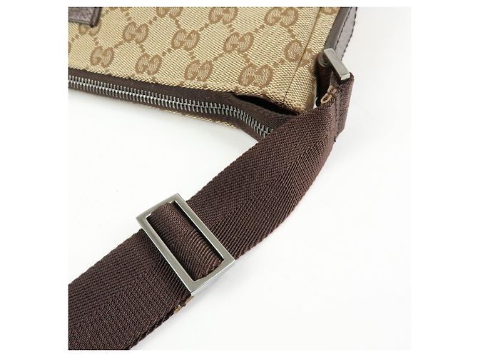 Borsa a tracolla GUCCI GG Canvas Leather Beige Brown 114273 - vista 9