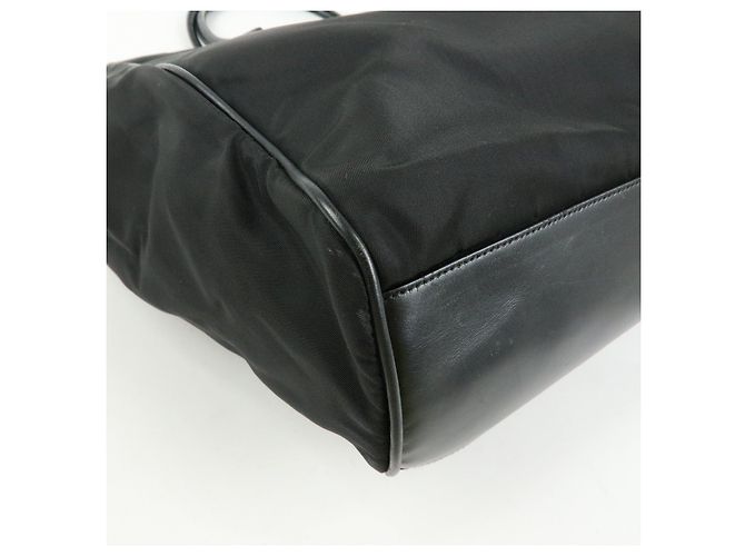 Borsa Tote e Borsa a Tracolla PRADA in Nylon e Pelle con Logo Triangle Nero - vista 14