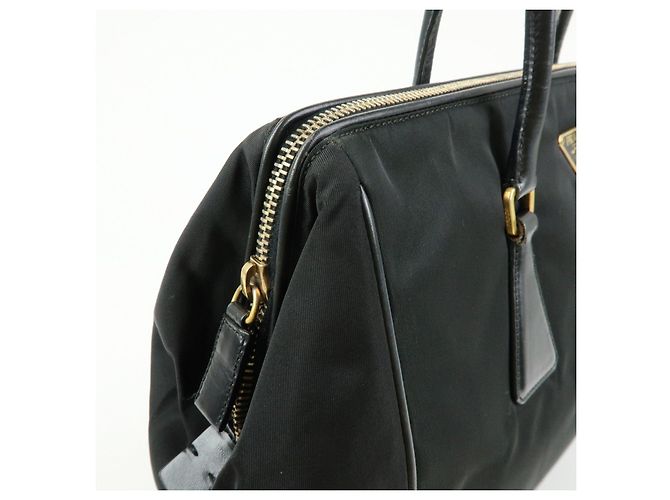 Borsa Tote e Borsa a Tracolla PRADA in Nylon e Pelle con Logo Triangle Nero - vista 17
