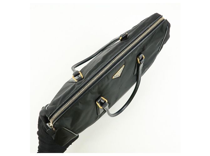Borsa Tote e Borsa a Tracolla PRADA in Nylon e Pelle con Logo Triangle Nero - vista 18