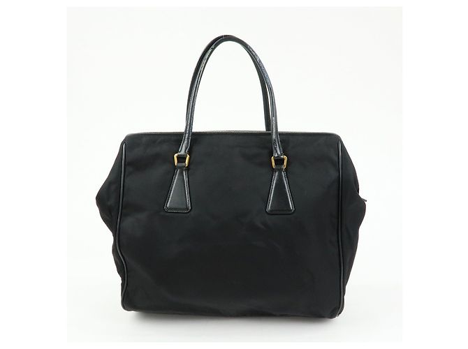 Borsa Tote e Borsa a Tracolla PRADA in Nylon e Pelle con Logo Triangle Nero - vista 2