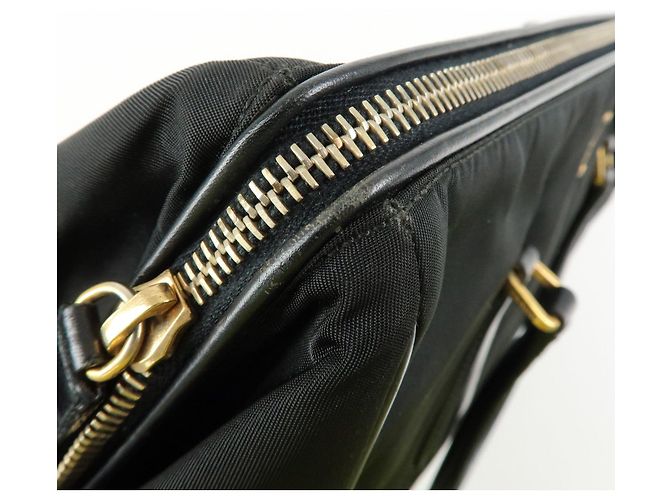 Borsa Tote e Borsa a Tracolla PRADA in Nylon e Pelle con Logo Triangle Nero - vista 21