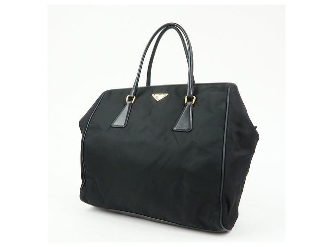 Borsa Tote e Borsa a Tracolla PRADA in Nylon e Pelle con Logo Triangle Nero - vista 3