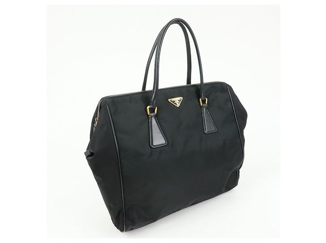 Borsa Tote e Borsa a Tracolla PRADA in Nylon e Pelle con Logo Triangle Nero - vista 4