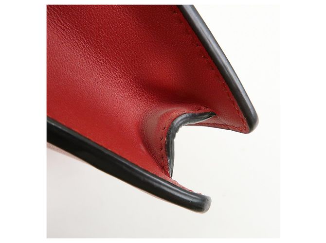 GUCCI Sylvie Sherry Mini Borsa a Tracolla in Pelle con Catena Rosso e Blu Navy 494646 - vista 16