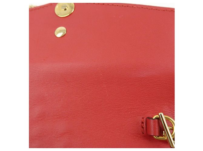 GUCCI Sylvie Sherry Mini Borsa a Tracolla in Pelle con Catena Rosso e Blu Navy 494646 - vista 18
