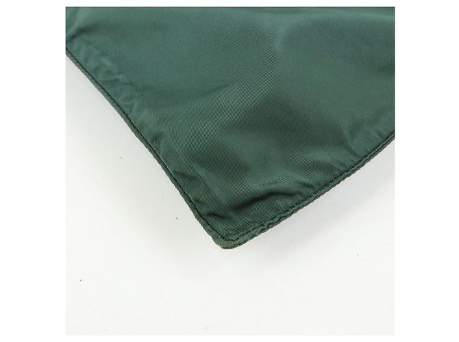 PRADA Triangle Logo Nylon Leder Tote Bag Handtasche, Moss Green - Ansicht 10