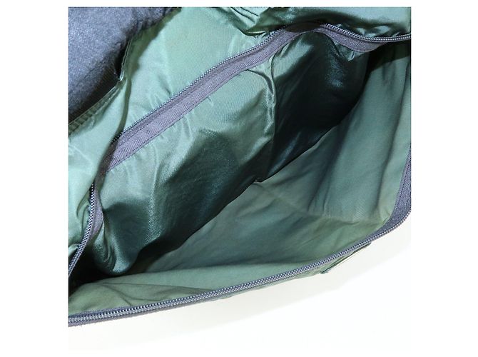 PRADA Triangle Logo Nylon Leder Tote Bag Handtasche, Moss Green - Ansicht 18