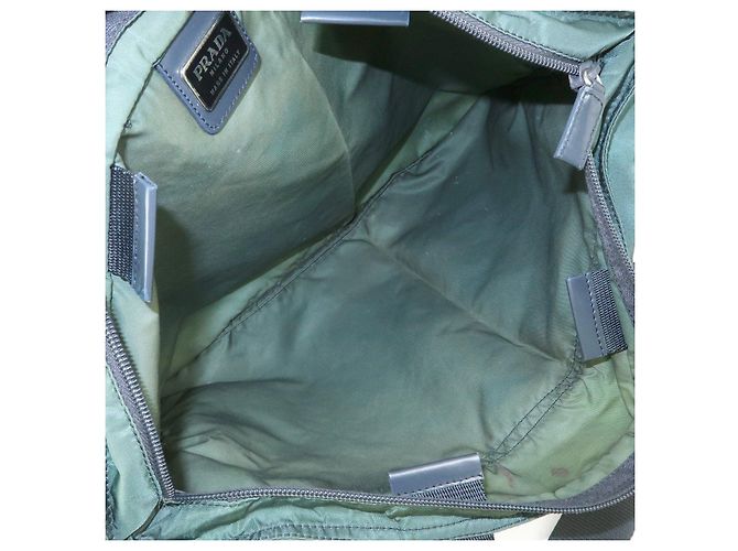 PRADA Triangle Logo Nylon Leder Tote Bag Handtasche, Moss Green - Ansicht 19