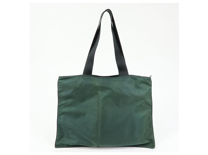 PRADA Triangle Logo Nylon Leder Tote Bag Handtasche, Moss Green - Ansicht 2