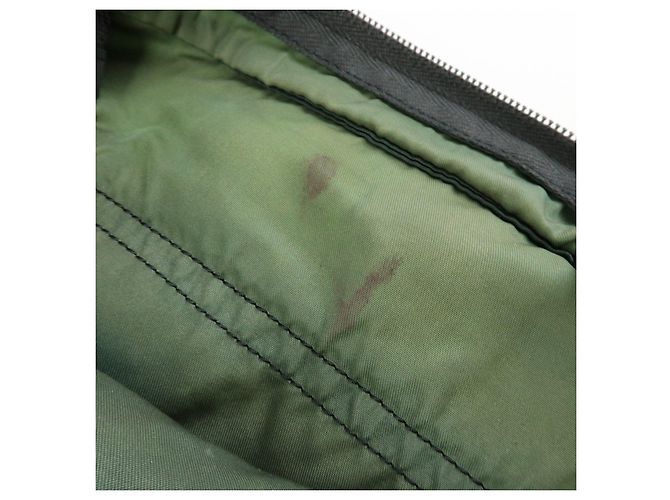 PRADA Triangle Logo Nylon Leder Tote Bag Handtasche, Moss Green - Ansicht 20