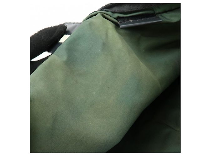 PRADA Triangle Logo Nylon Leder Tote Bag Handtasche, Moss Green - Ansicht 21