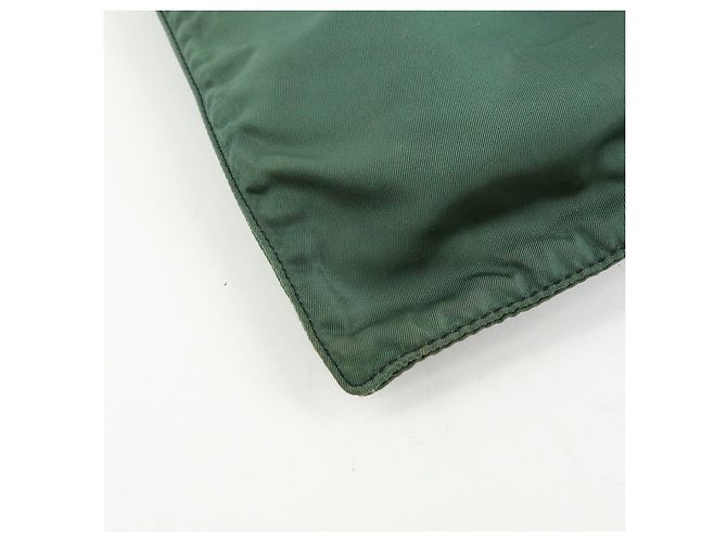 PRADA Triangle Logo Nylon Leder Tote Bag Handtasche, Moss Green - Ansicht 8