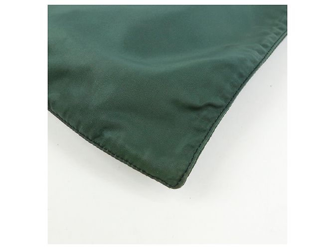 PRADA Triangle Logo Nylon Leder Tote Bag Handtasche, Moss Green - Ansicht 9