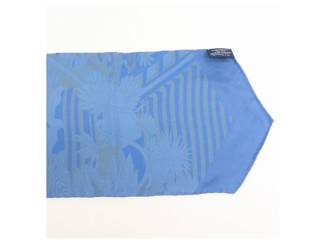 Hermès HERMES Maxi Twilly Silk 100% Scarf ANIMAPOLIS Blue Beige Black - vista 12