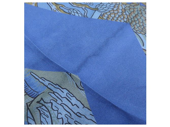 Hermès HERMES Maxi Twilly Silk 100% Scarf ANIMAPOLIS Blue Beige Black - vista 13