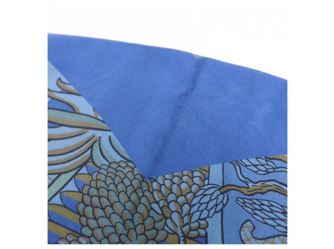 Hermès HERMES Maxi Twilly Silk 100% Scarf ANIMAPOLIS Blue Beige Black - vista 14