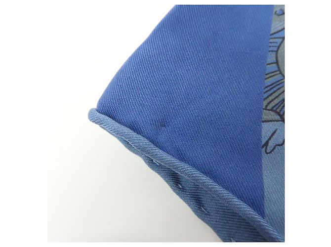 Hermès HERMES Maxi Twilly Silk 100% Scarf ANIMAPOLIS Blue Beige Black - vista 15