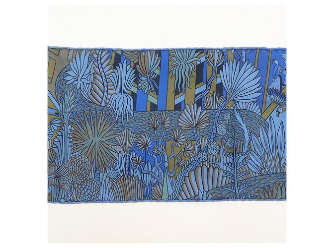 Hermès HERMES Maxi Twilly Silk 100% Scarf ANIMAPOLIS Blue Beige Black - vista 4