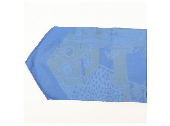 Hermès HERMES Maxi Twilly Silk 100% Scarf ANIMAPOLIS Blue Beige Black - vista 8