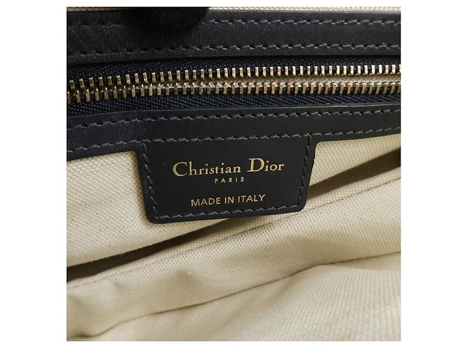 Borsa a tracolla Christian Dior Saddle in tela jacquard Oblique e pelle Navy - vista 12