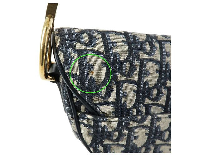 Borsa a tracolla Christian Dior Saddle in tela jacquard Oblique e pelle Navy - vista 8