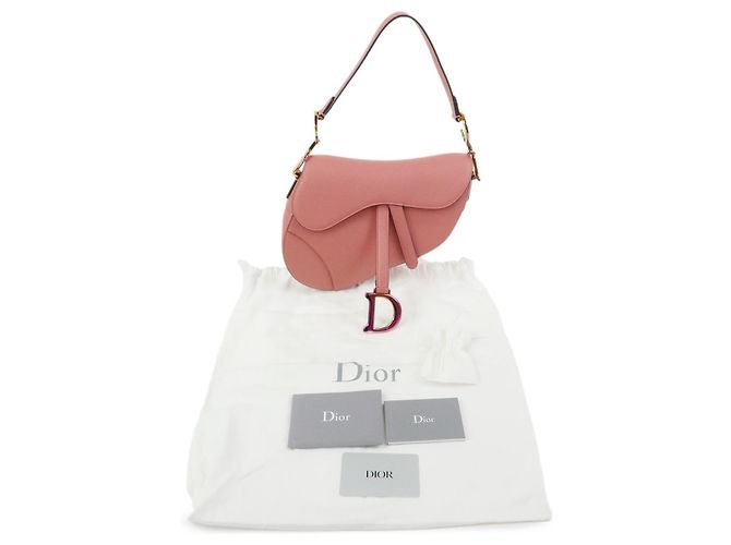 Borsa a tracolla Christian Dior CD Logo Saddle Bag in pelle, Borsa a mano Rosa - vista 12