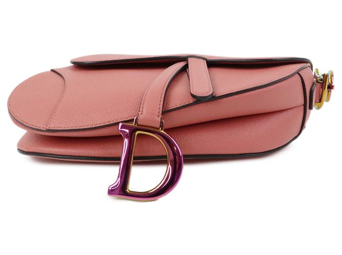 Borsa a tracolla Christian Dior CD Logo Saddle Bag in pelle, Borsa a mano Rosa - vista 3