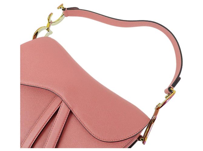 Borsa a tracolla Christian Dior CD Logo Saddle Bag in pelle, Borsa a mano Rosa - vista 4