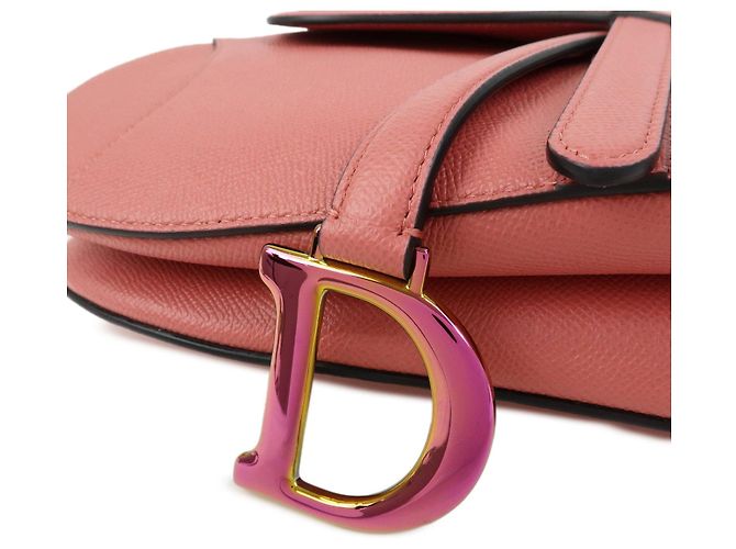 Borsa a tracolla Christian Dior CD Logo Saddle Bag in pelle, Borsa a mano Rosa - vista 6