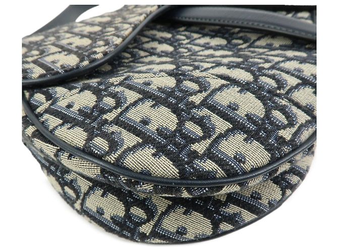 Borsa a tracolla Christian Dior Saddle Oblique Jaquard Leather Navy Beige - vista 6