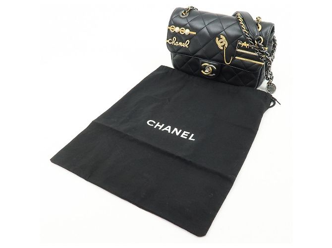 CHANEL Mini Matelasse Lamb Skin Shoulder Bag Hand Bag Black AS2978 - vista 12