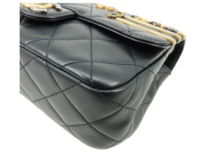 CHANEL Mini Matelasse Lamb Skin Shoulder Bag Hand Bag Black AS2978 - vista 4